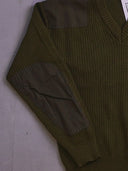 Vintage Military-style Ribbed Sweater
