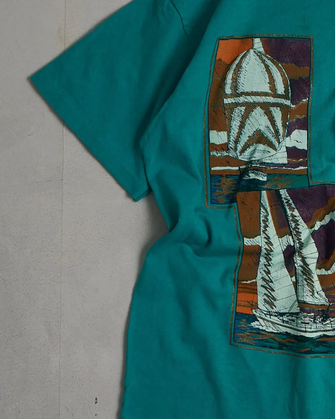 Vintage Nautical Print Single Stitch T-shirt Left