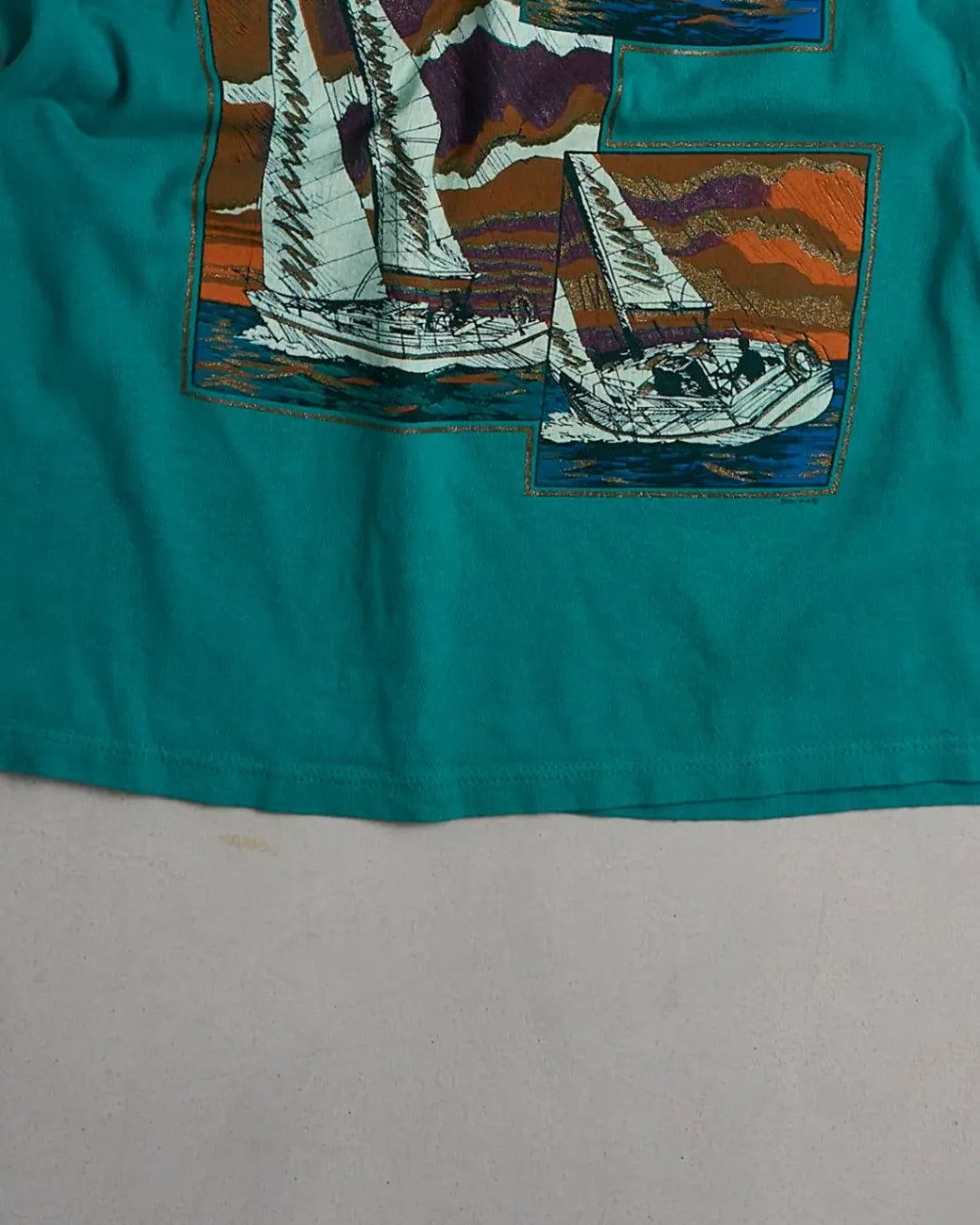 Vintage Nautical Print Single Stitch T-shirt Bottom